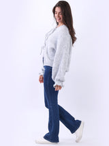 Knotted Crop Knitted Wooly Cardigan