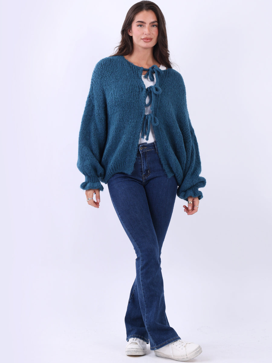 Knotted Crop Knitted Wooly Cardigan