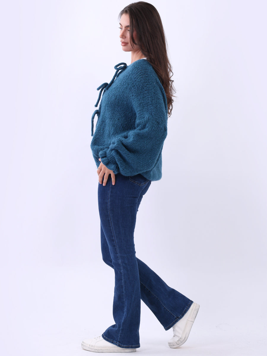 Knotted Crop Knitted Wooly Cardigan