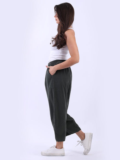 Solid Cotton Corduroy Wide Leg Crop Pant