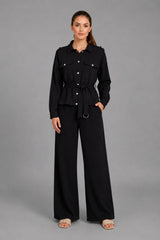 Button Down Shirt CoOrd Set Black