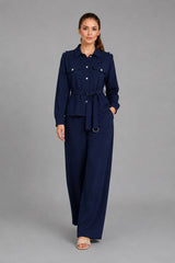 Button Down Shirt CoOrd Set Navy