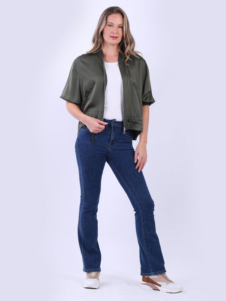 Stylish Gathered Hem Plain Crop Jacket