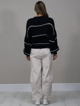 Stripy Knitted Batwing Wool Jumper