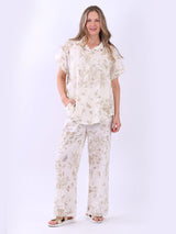 Women Collared Button Down Lagenlook Linen Shirt