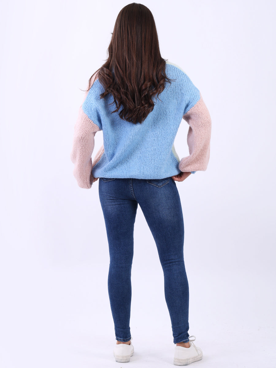 Chunky Knit Multi Color Crop Wooly Cardigan