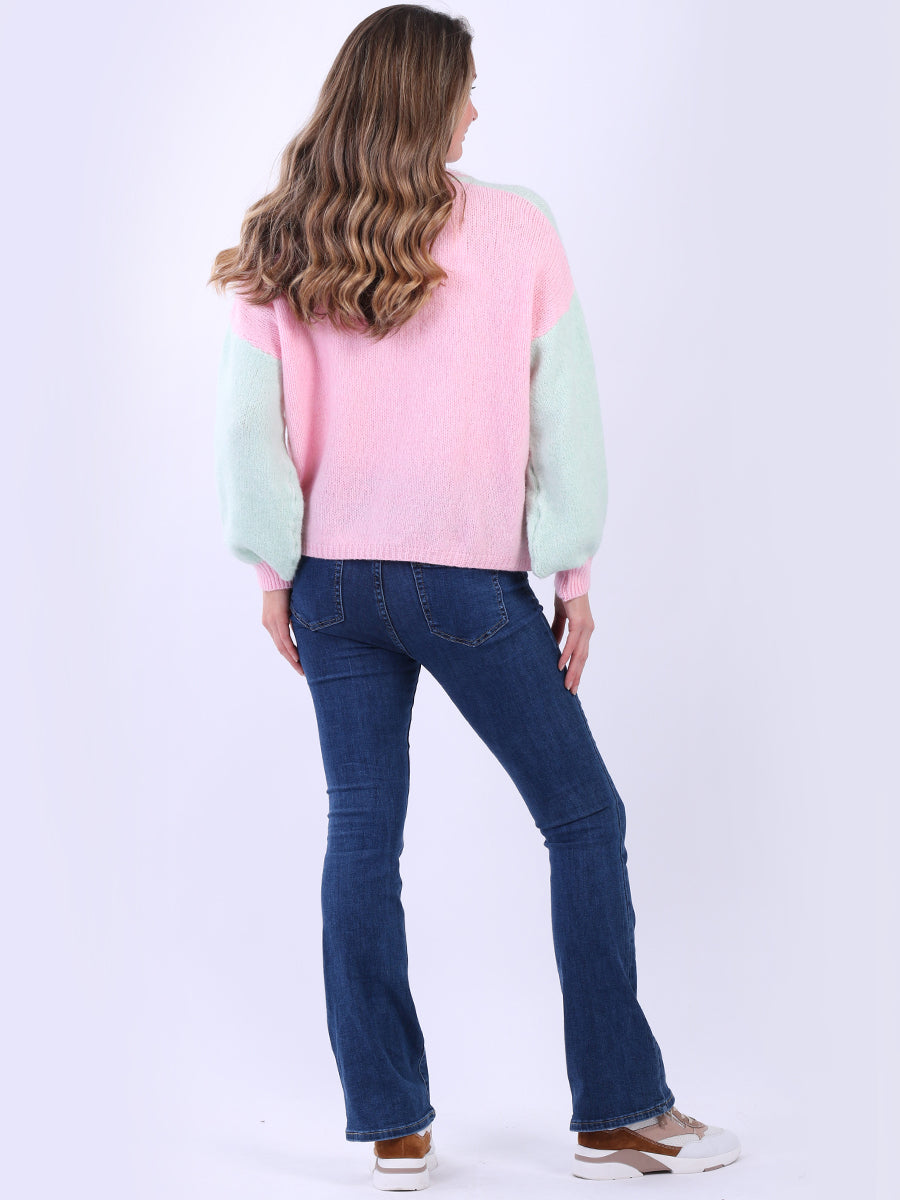 Chunky Knit Multi Color Crop Wooly Cardigan