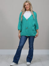 Solid Woolen Knit Button Down Cardigan