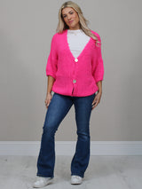 Solid Woolen Knit Button Down Cardigan