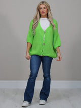 Solid Woolen Knit Button Down Cardigan