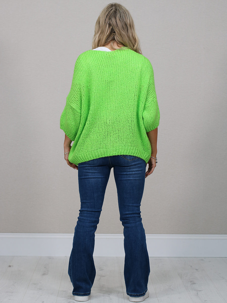 Solid Woolen Knit Button Down Cardigan