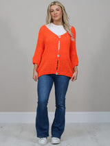 Solid Woolen Knit Button Down Cardigan