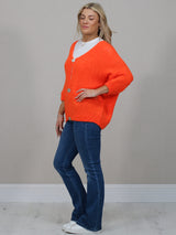 Solid Woolen Knit Button Down Cardigan