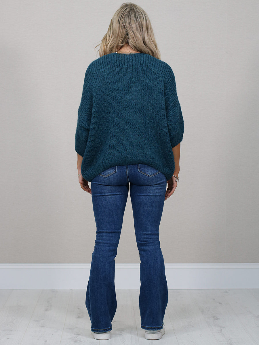 Solid Woolen Knit Button Down Cardigan