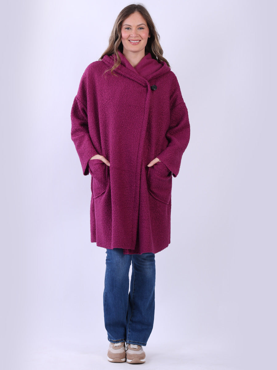 Ladies Open Front Long Woolen Hoodie Coat
