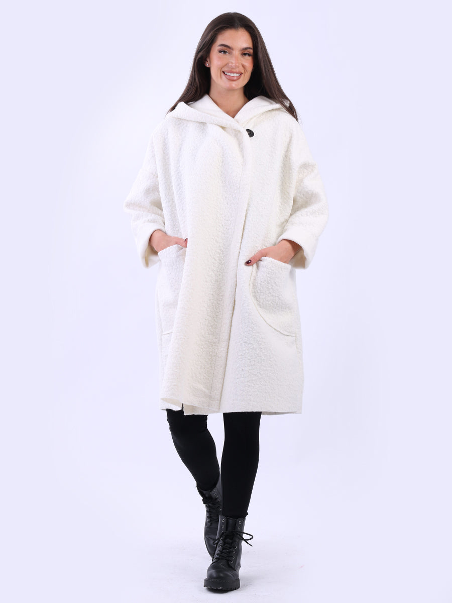 Ladies Open Front Long Woolen Hoodie Coat