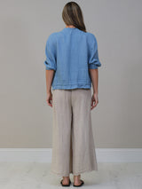 Front Zip Ladies Linen Ribbed Crop Jacket