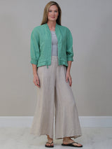 Linen Crop Zipper Jacket Sage