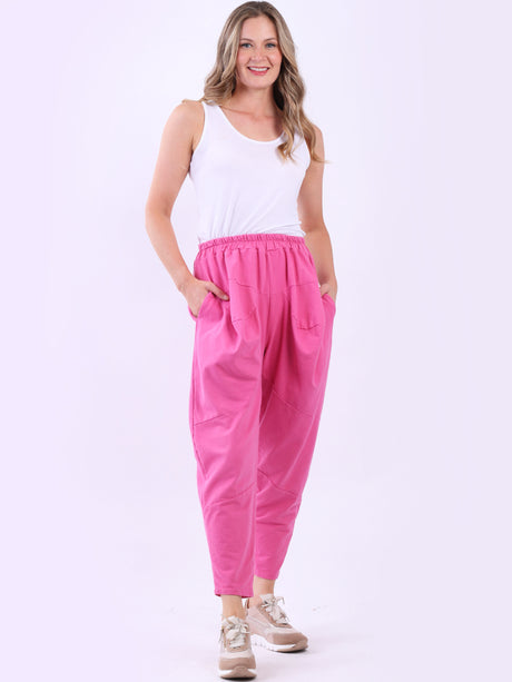 Ladies Plain Casual Relaxed Fit Cotton Trouser