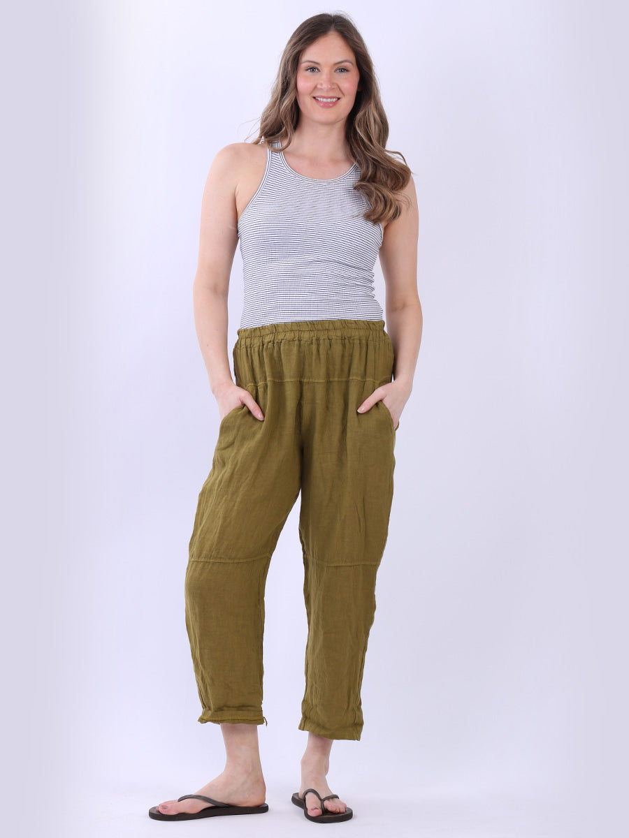 Plain Linen Loose Fit Ladies Slouchy Trouser