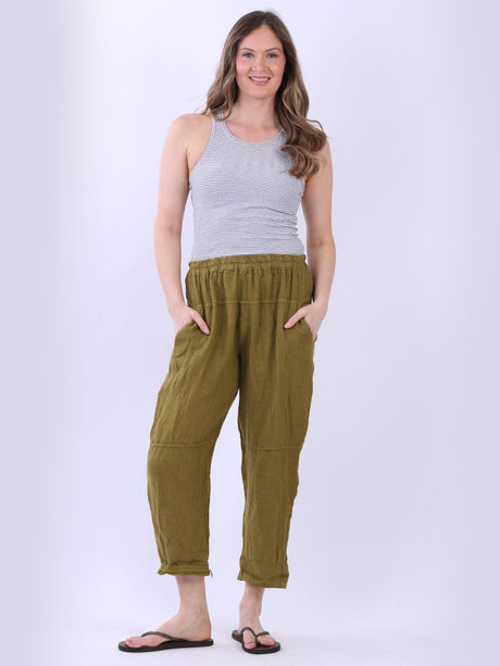 Plain Linen Loose Fit Ladies Slouchy Trouser