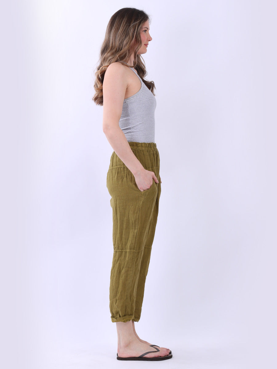 Plain Linen Loose Fit Ladies Slouchy Trouser