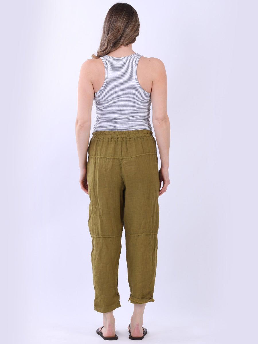 Plain Linen Loose Fit Ladies Slouchy Trouser