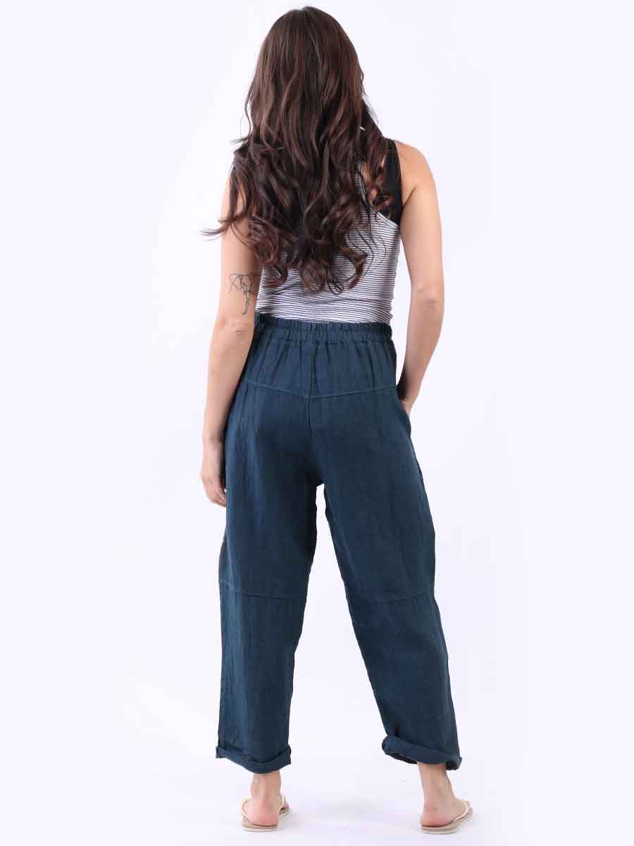 Plain Linen Loose Fit Ladies Slouchy Trouser
