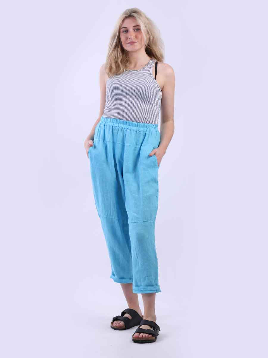 Plain Linen Loose Fit Ladies Slouchy Trouser