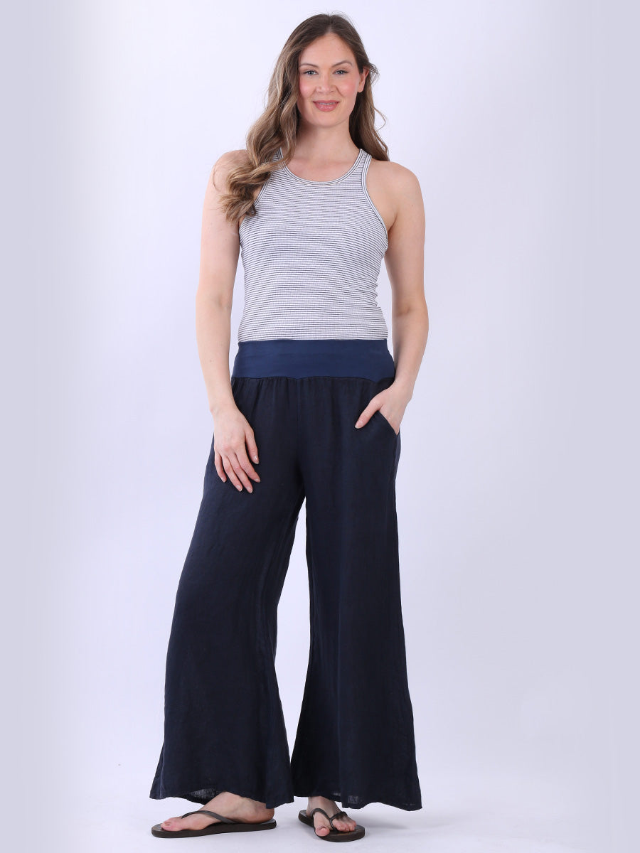 Causal Linen Wide Leg Women Palazzo