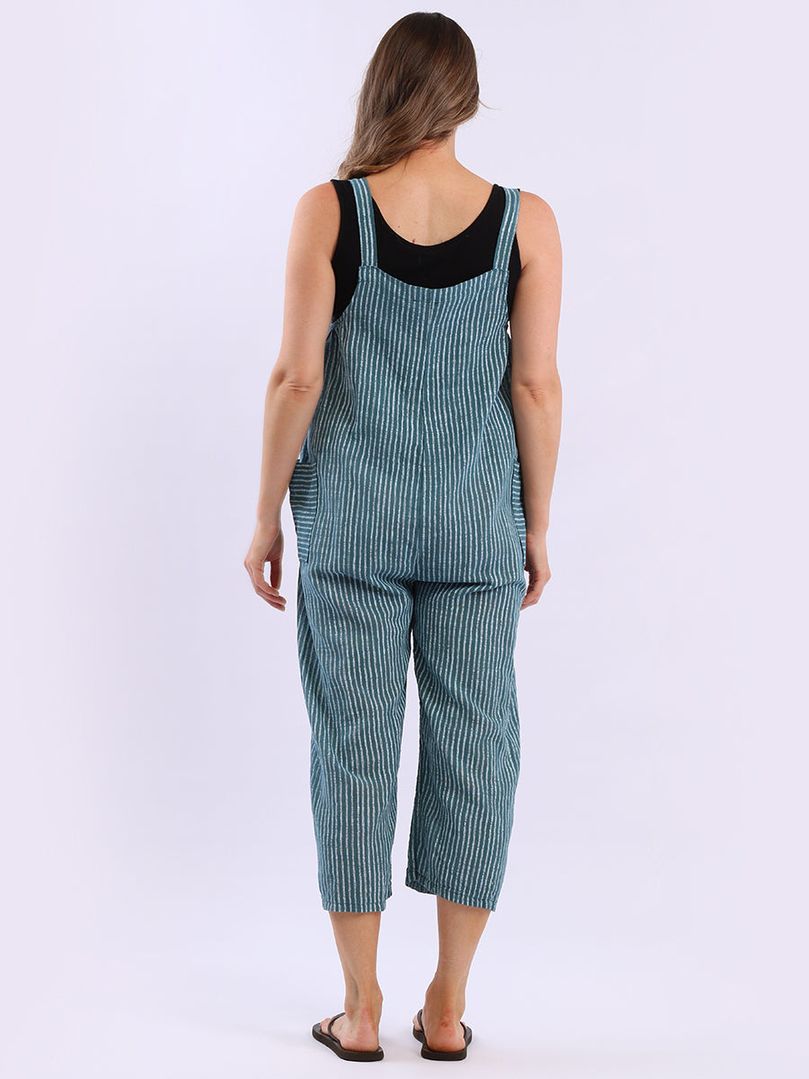 Stripy Print Cotton Pabo Jumpsuit