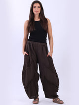 Ladies Plain Linen Mesh Net  Slouchy Trouser