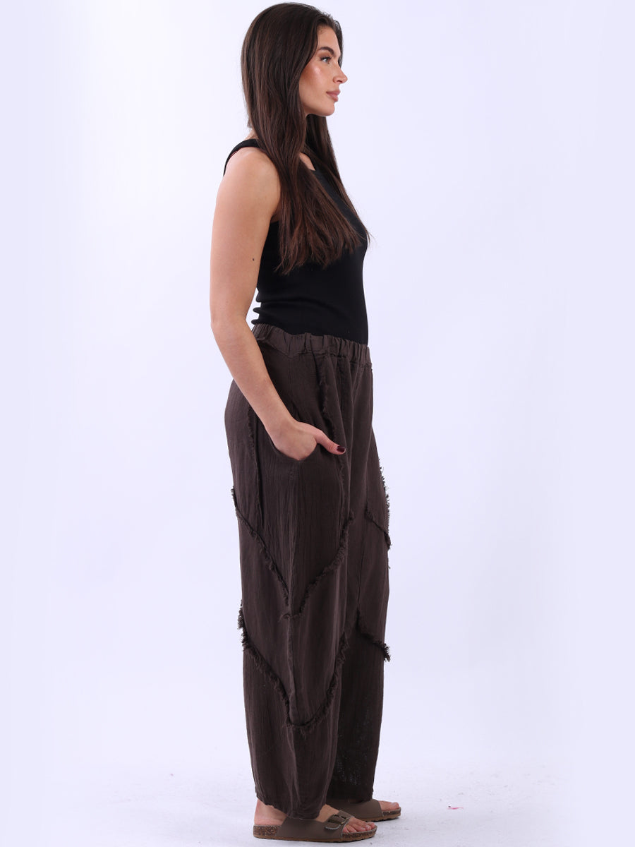 Ladies Plain Linen Mesh Net  Slouchy Trouser