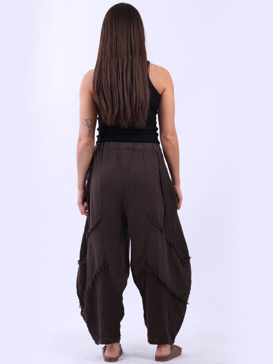 Ladies Plain Linen Mesh Net  Slouchy Trouser