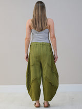 Ladies Plain Linen Mesh Net  Slouchy Trouser