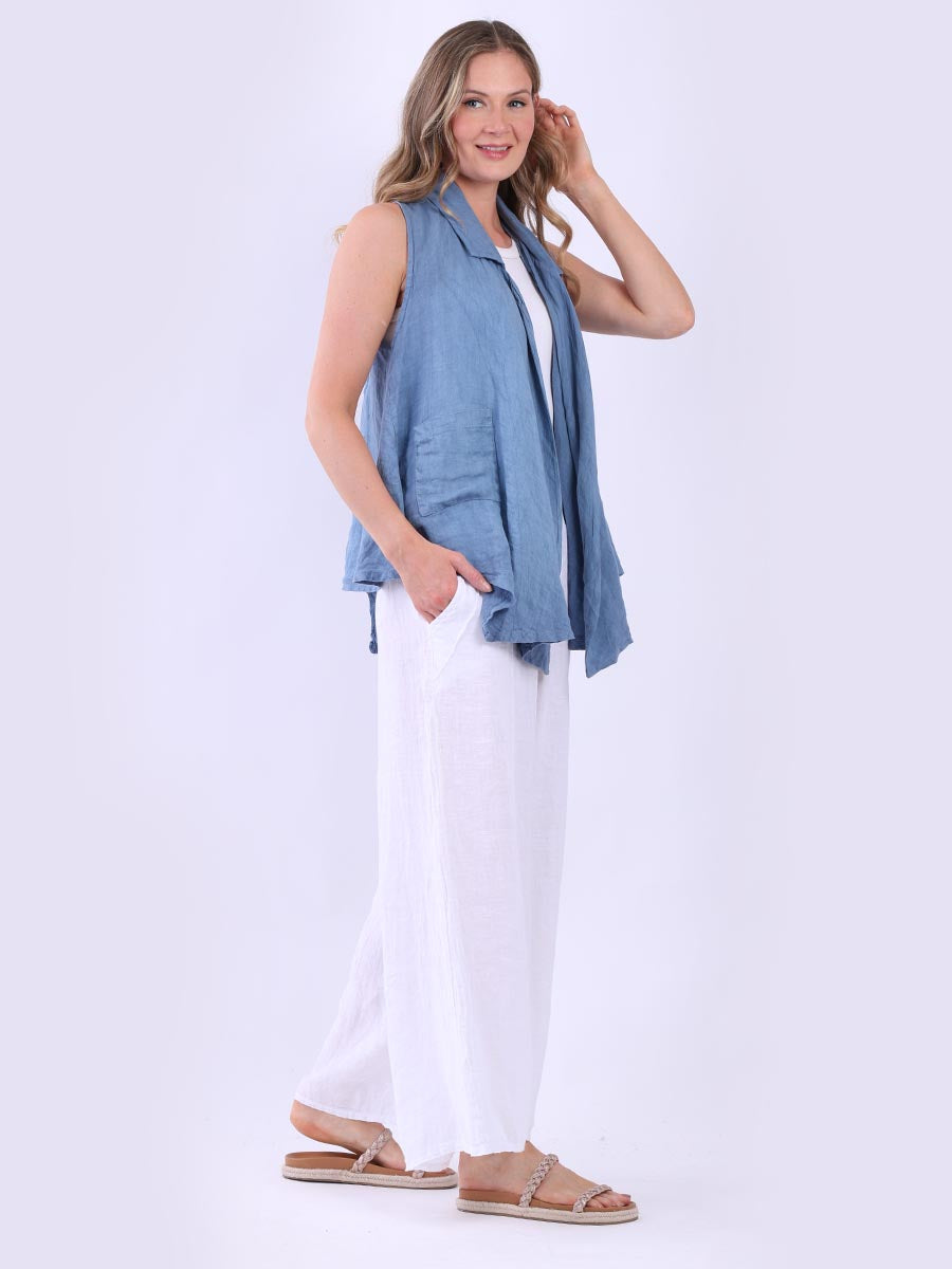 Ladies Drape Open Front Tank Linen Jacket