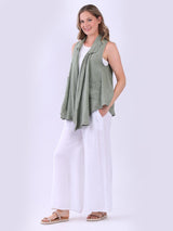 Ladies Drape Open Front Tank Linen Jacket