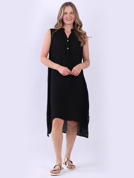 Sleeveless Plain Ladies Linen Shift Dress