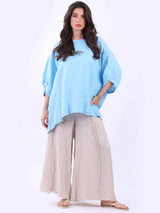 Women Oversized Dipped Hem Linen Top