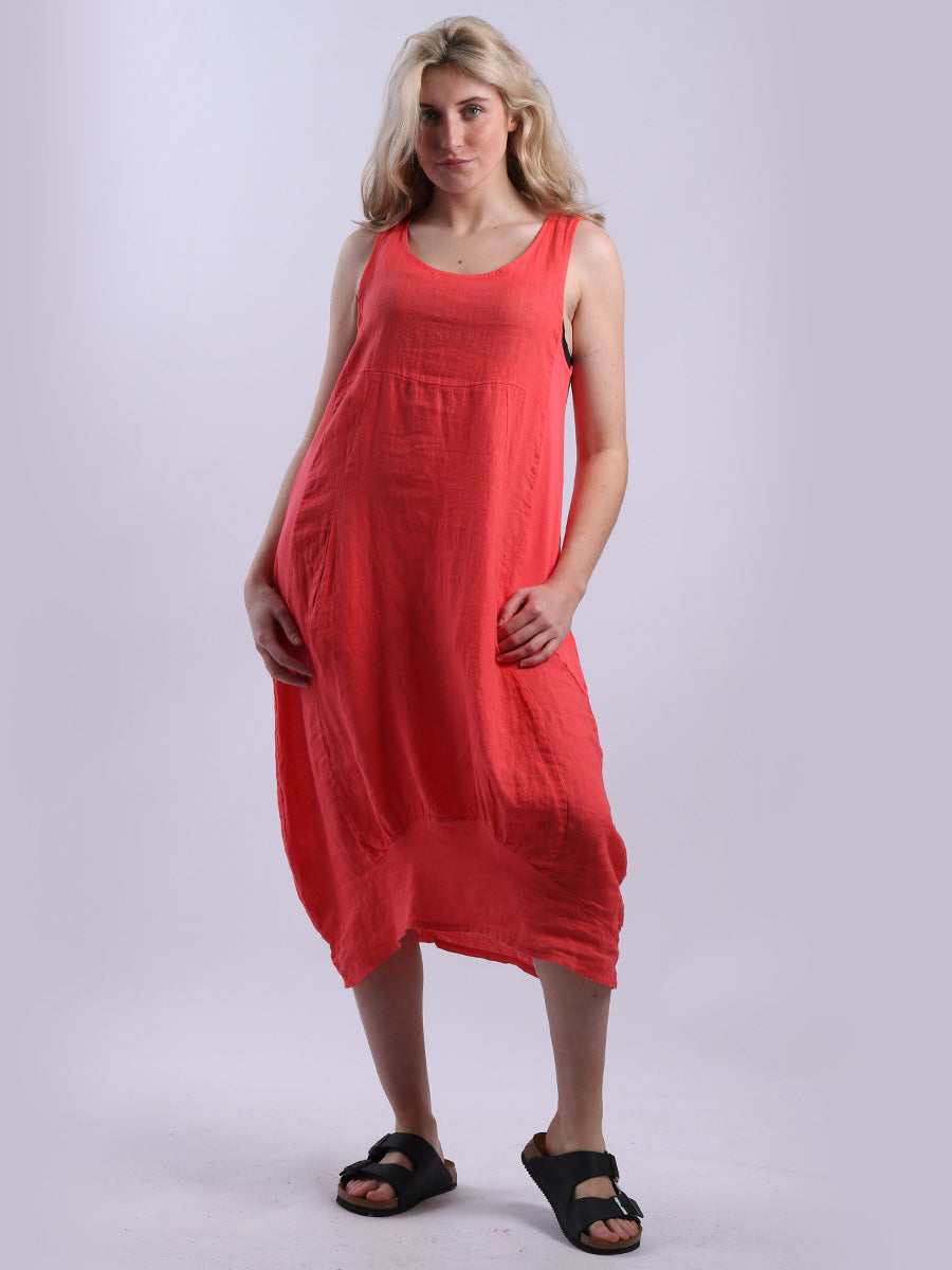 Ladies Linen Balloon Tank Dress