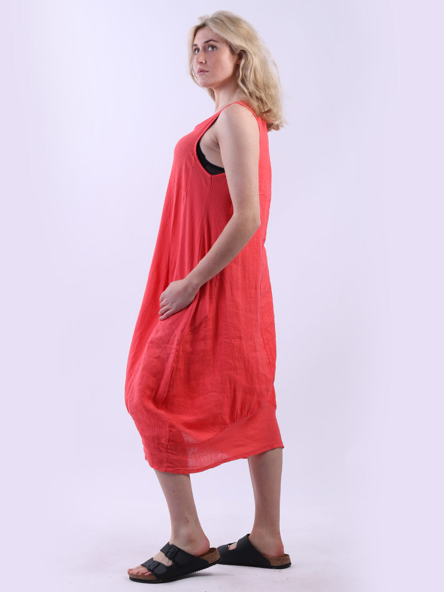 Ladies Linen Balloon Tank Dress