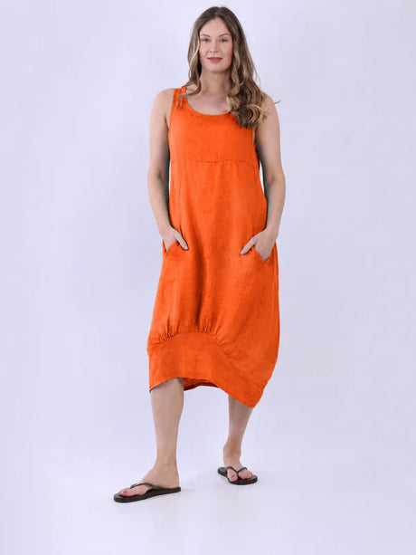 Ladies Linen Balloon Tank Dress