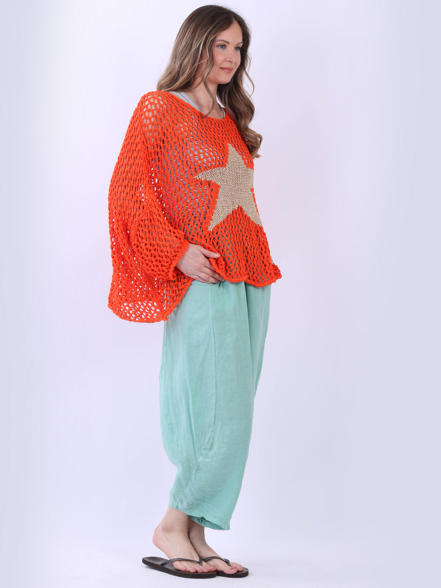 Trendy Knitted Star Crochet Batwing Cotton Cover Up