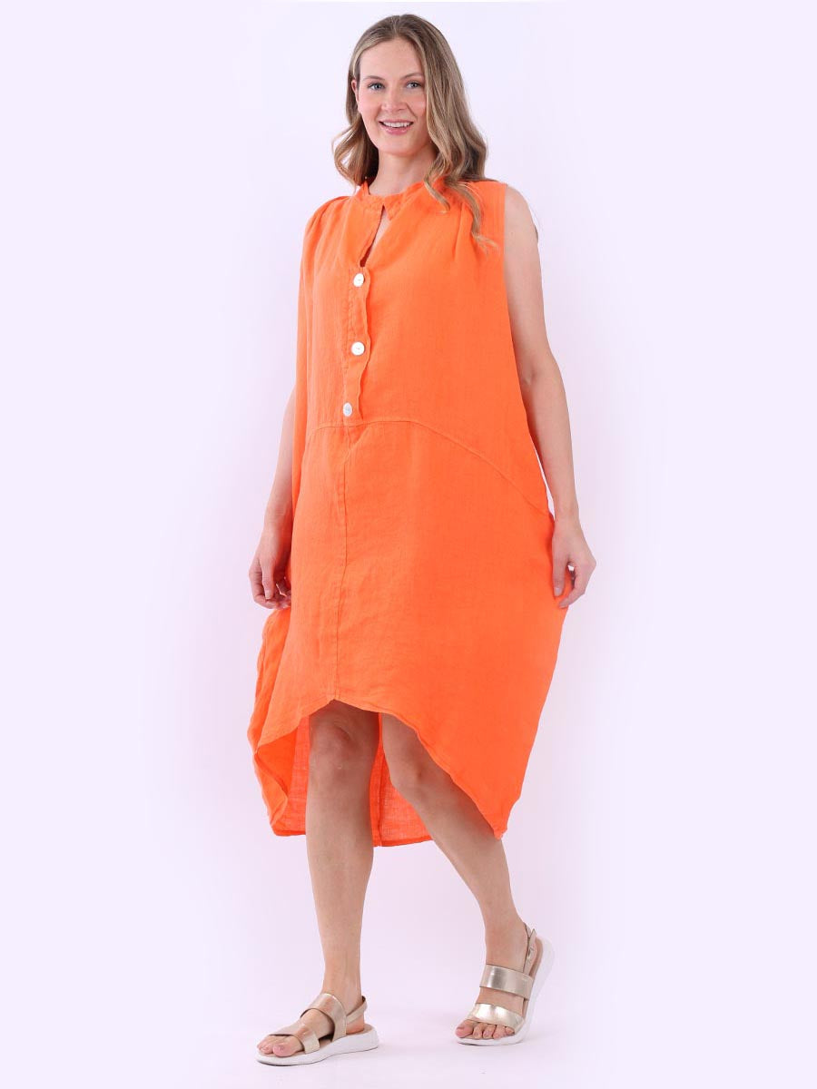 Plus Size Plain Linen Hi-Lo Tank Dress