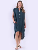 Plus Size Plain Linen Hi-Lo Tank Dress