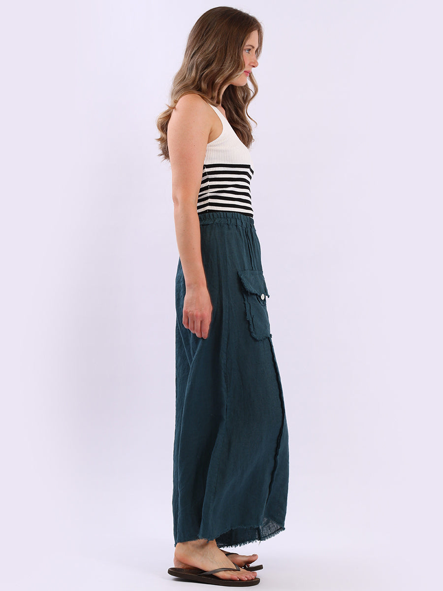 Raw Edge Wide Leg Linen Trouser