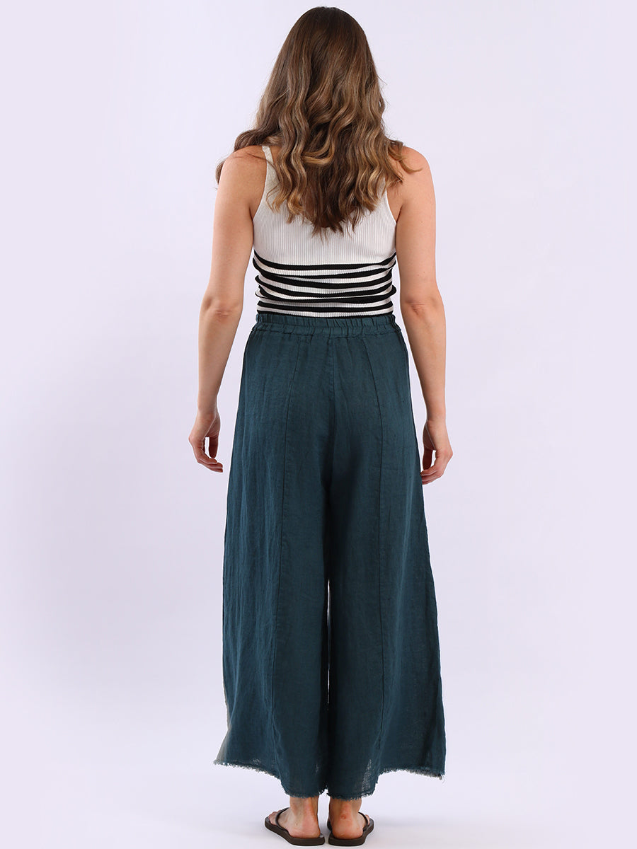 Raw Edge Wide Leg Linen Trouser