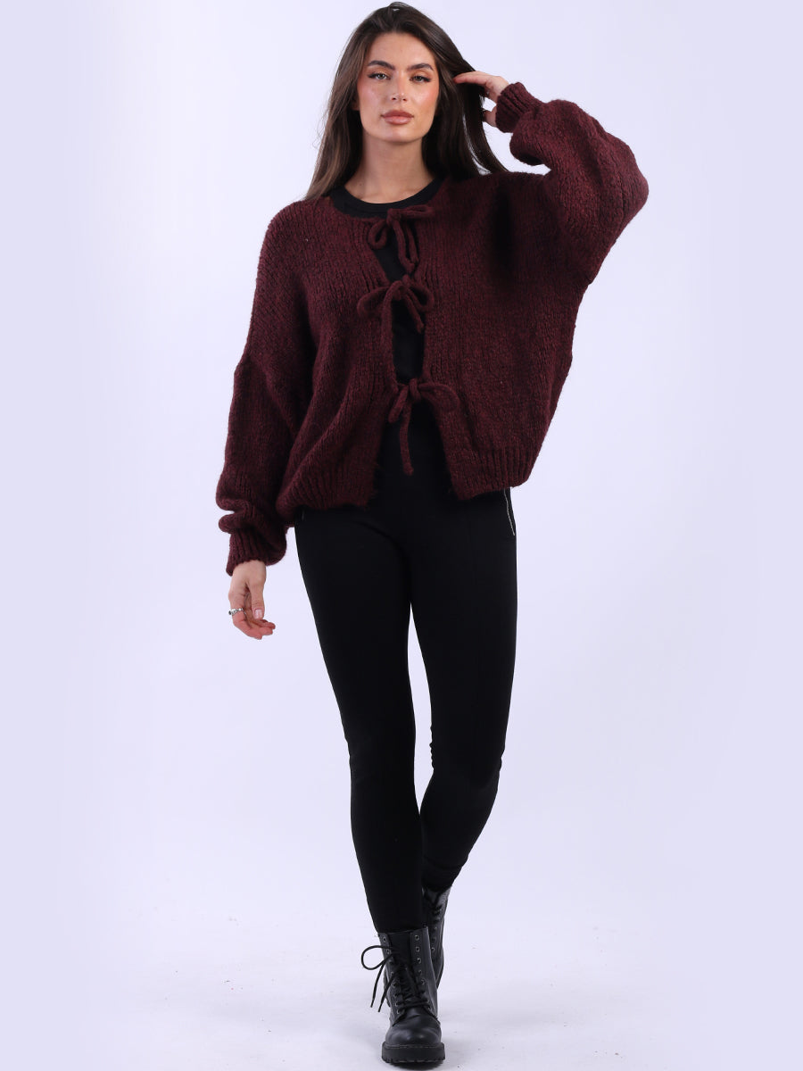 Knotted Crop Knitted Wooly Cardigan