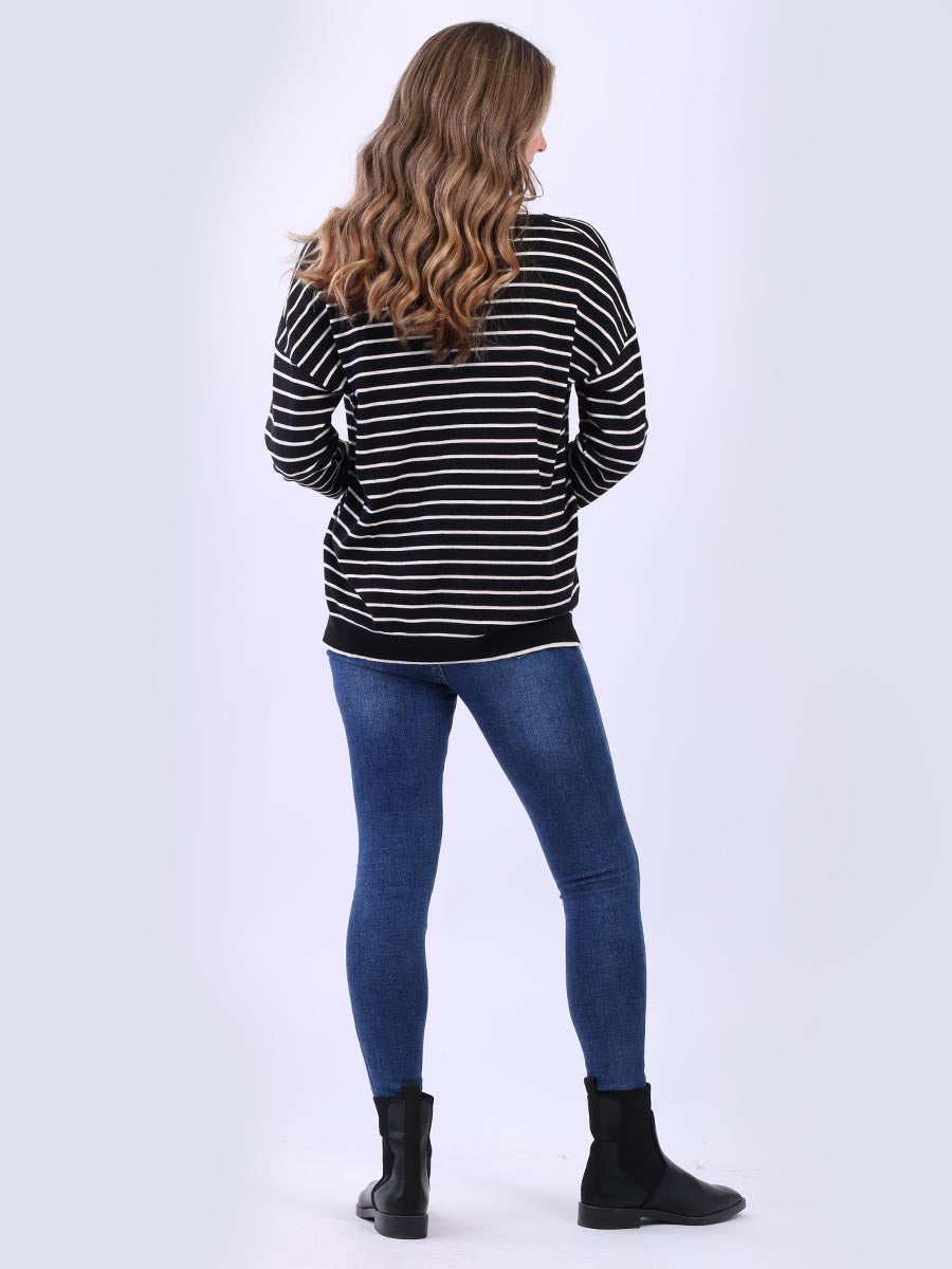 Foil Rock Star Salogan Stripy Crop Top