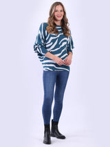 Zebra Print Knitted Batwing Crop Jumper